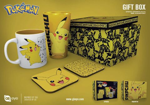 Coffret Cadeau - Pokemon - Pikachu - Verre Xxl + Mug + 2 Sous-verres